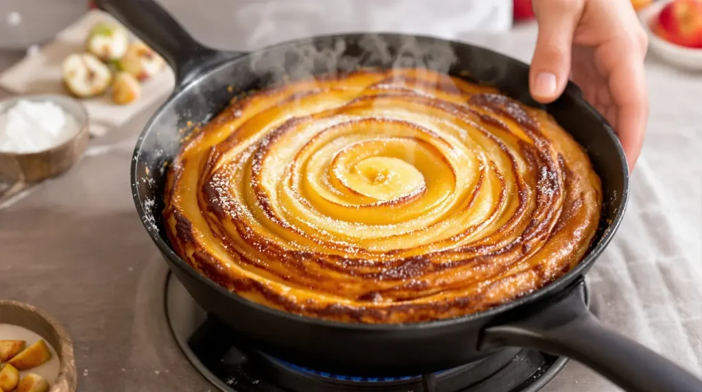 Je prépare ce gâteau aux pommes à la poêle : ultra simple, rapide, sans four et tellement réconfortant
